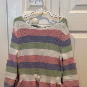 Janie and Jack Striped Knit Dress - Green, Pink, Purple, White